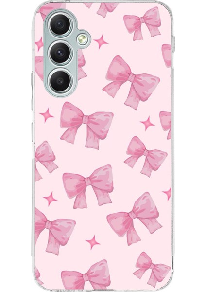 Samsung Galaxy A34 Uyumlu Pembe Fiyonklar Baskılı Silikon Kılıf