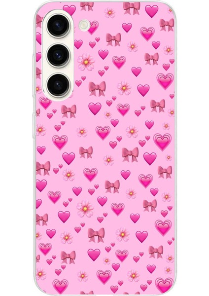 Samsung Galaxy S24 Plus Uyumlu Pembe Minik Kalpler Baskılı Silikon Kılıf