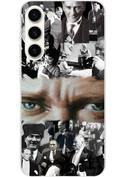 Samsung Galaxy S24 Plus Uyumlu Atatürk Renkli Kolaj Gözler Baskılı Silikon Kılıf