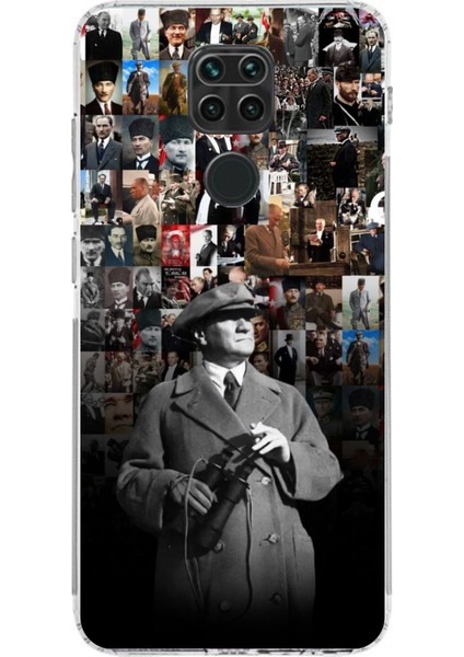 Redmi Note 9 Uyumlu Atatürk Portre Kolaj Baskılı Silikon Kılıf