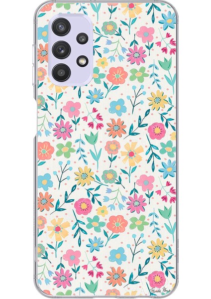 Samsung Galaxy A32 Uyumlu Dekoratif Çiçekler Baskılı Silikon Kılıf