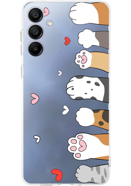 Samsung Galaxy A16 Uyumlu Sevimli Kedi Patiler Tasarımlı Baskılı Silikon Kılıf