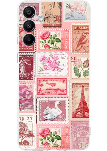 Samsung Galaxy A16 Uyumlu Pembe Posta Pulları Baskılı Silikon Kılıf