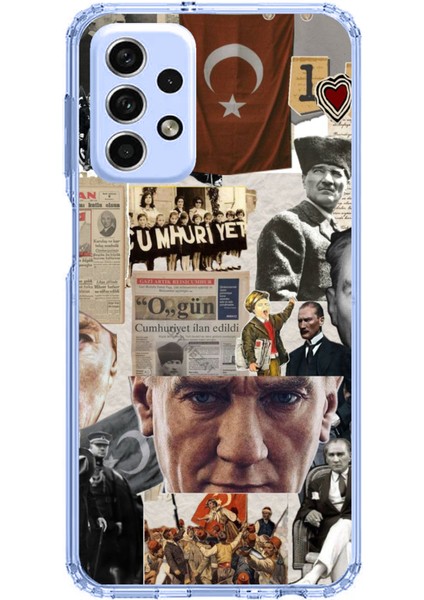 Samsung Galaxy A33 Uyumlu Atatürk Cumhuriyet Kolaj Baskılı Silikon Kılıf