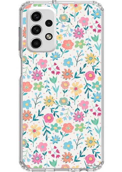 Samsung Galaxy A73 Uyumlu Dekoratif Çiçekler Baskılı Silikon Kılıf