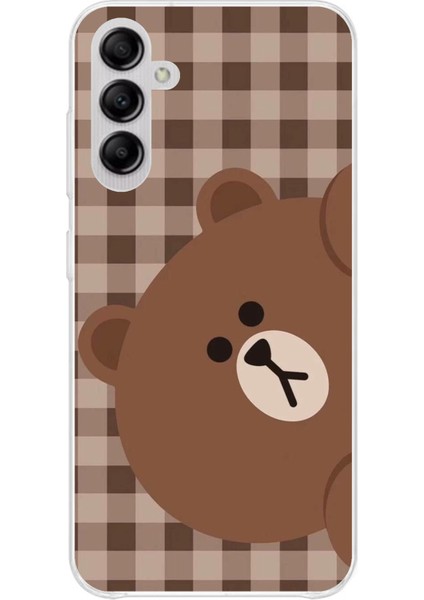 Samsung Galaxy A14 Uyumlu Kahverengi Ayı Yan Tasarımlı Baskılı Silikon Kılıf