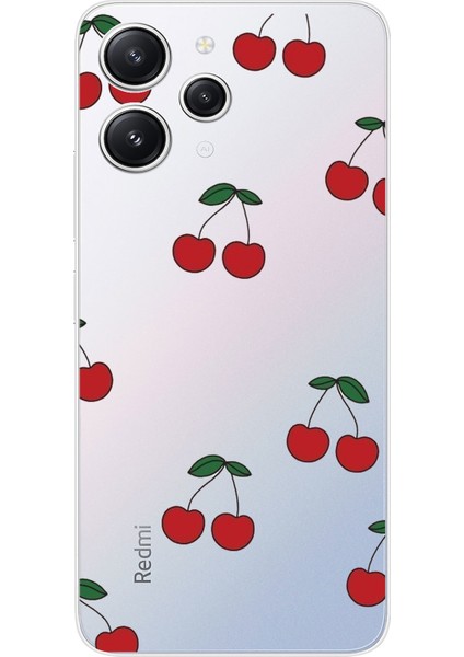 Redmi 12 Uyumlu Kirazlar Tasarımlı Baskılı Silikon Kılıf