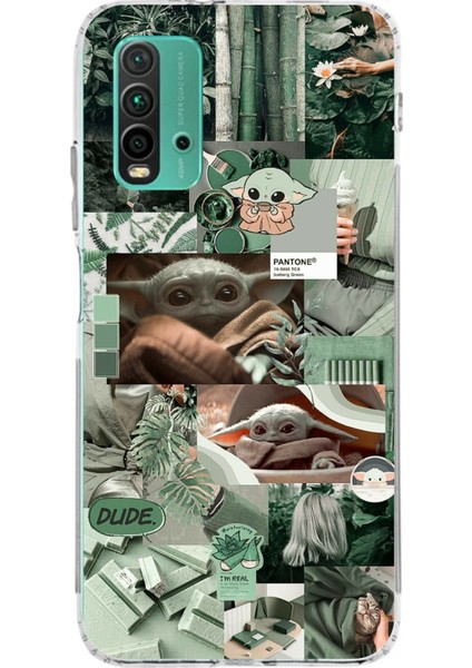 Redmi 9t - Poco M3 Uyumlu Yoda Kolaj Baskılı Silikon Kılıf