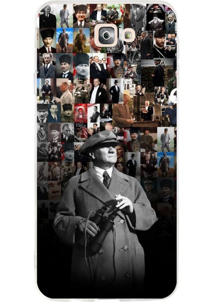 Samsung Galaxy J7 Prime Uyumlu Atatürk Portre Kolaj Baskılı Silikon Kılıf