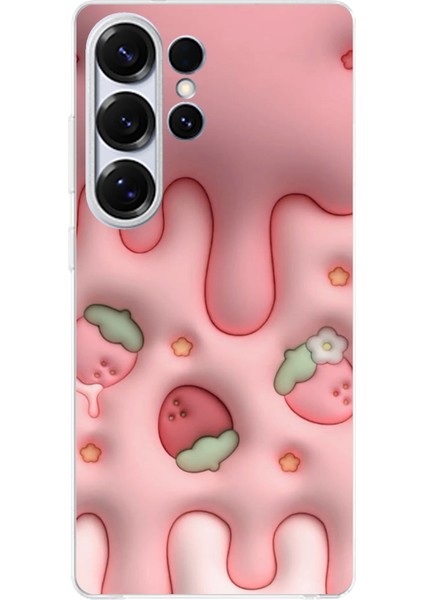 Samsung Galaxy S25 Ultra Uyumlu Çilekli Pasta Baskılı Silikon Kılıf