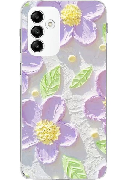 Samsung Galaxy A05S Uyumlu Mor Papatyalar Sulu Boya Baskılı Silikon Kılıf