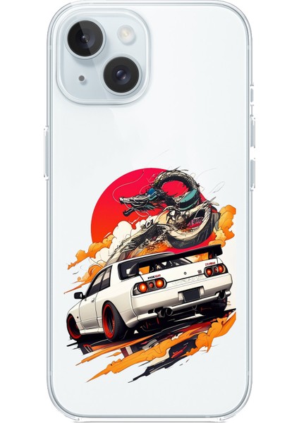 iPhone 15 Uyumlu Gtr Güneş Ejderha Tasarımlı Baskılı Silikon Kılıf