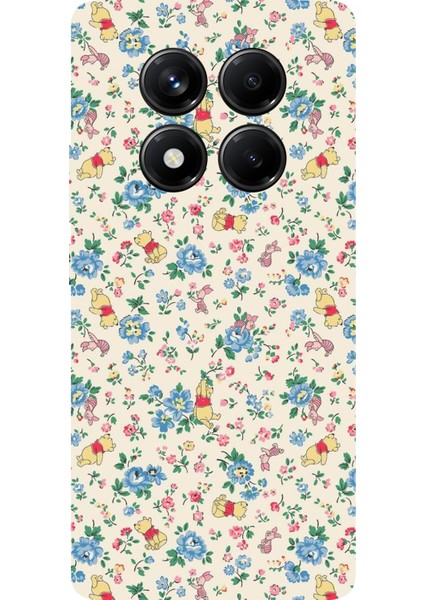 Redmi Note 14 Pro 5g Uyumlu Ayı Winnie Pooh ve Çiçekler Baskılı Silikon Kılıf