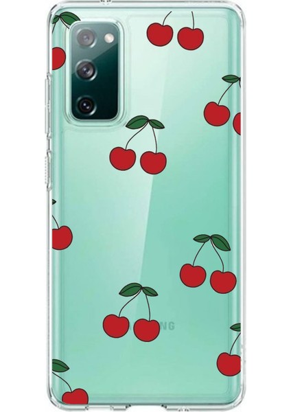 Samsung Galaxy S20 Fe Uyumlu Kirazlar Tasarımlı Baskılı Silikon Kılıf