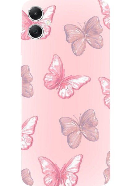 Samsung Galaxy A05 Uyumlu Pembe Kelebekler Baskılı Silikon Kılıf