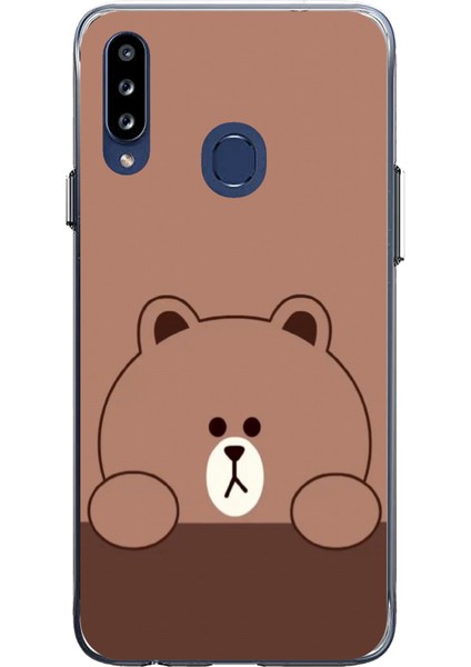 Samsung Galaxy A20S Uyumlu Kahverengi Ayı Tasarımlı Baskılı Silikon Kılıf