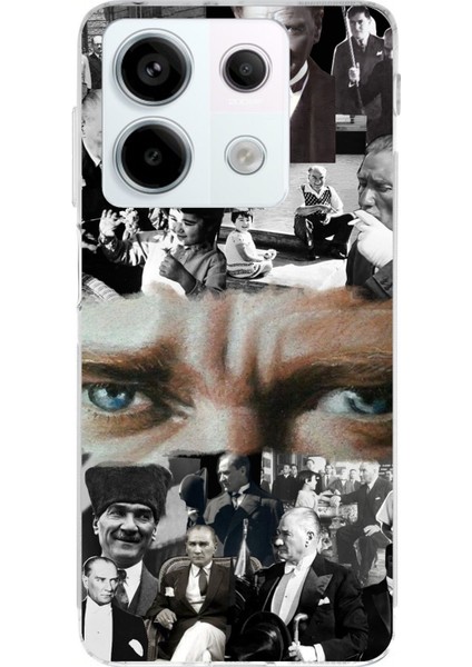 Redmi Note 13 Pro 5g Uyumlu Atatürk Renkli Kolaj Gözler Baskılı Silikon Kılıf