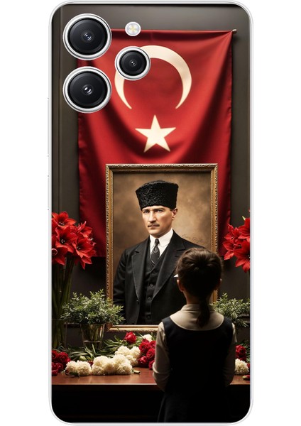 Redmi 12 Uyumlu Atatürk Türk Bayrağı Tablo Baskılı Silikon Kılıf