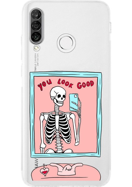 Huawei P30 Lite Uyumlu You Look Good Iskelet Tasarımlı Baskılı Silikon Kılıf