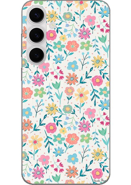 Galaxy S24 Fe Uyumlu Dekoratif Çiçekler Baskılı Silikon Kılıf
