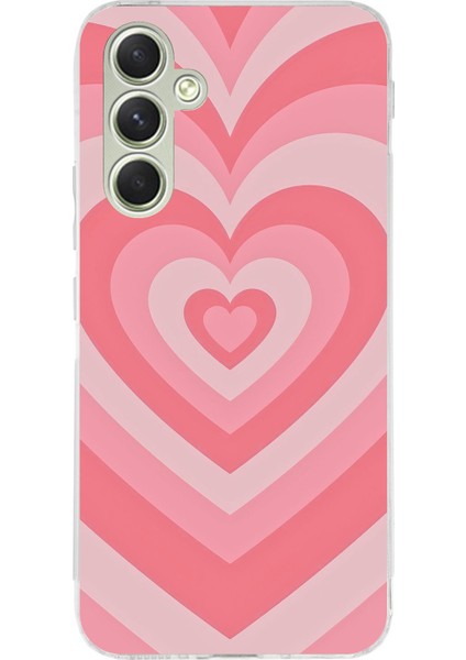 Samsung Galaxy A15 Uyumlu Pembe Kalpler Baskılı Silikon Kılıf