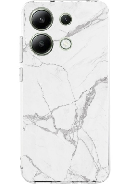 Redmi Note 13 4g Uyumlu Gri Mermer Baskılı Silikon Kılıf