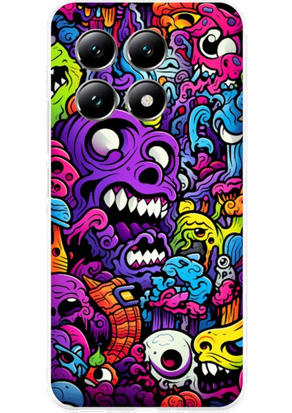 Xiaomi Mi 14T Pro Uyumlu Psikodeli Renkli Canavarlar Baskılı Silikon Kılıf