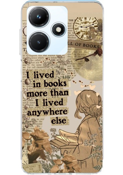 Infinix Hot 30I Uyumlu Kitap Okuyan Kadın Retro Baskılı Silikon Kılıf