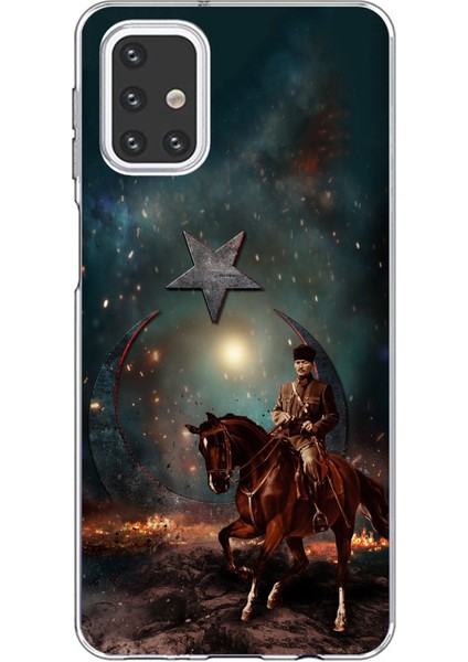 Samsung Galaxy M31S Uyumlu Atatürk At Üstünde Zafer Baskılı Silikon Kılıf