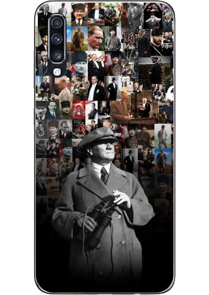 Samsung Galaxy A70 Uyumlu Atatürk Portre Kolaj Baskılı Silikon Kılıf