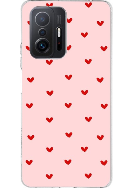 Xiaomi Mi 11T - 11T Pro Uyumlu Kırmızı Minik Kalpler Baskılı Silikon Kılıf