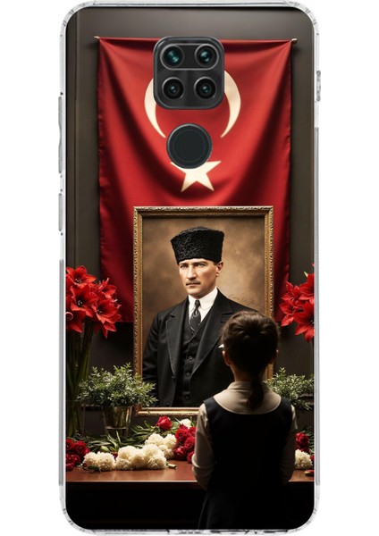 Redmi Note 9 Uyumlu Atatürk Türk Bayrağı Tablo Baskılı Silikon Kılıf