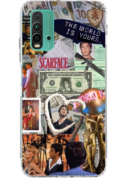Redmi 9t - Poco M3 Uyumlu Scarface Kolaj Tasarımlı Baskılı Silikon Kılıf