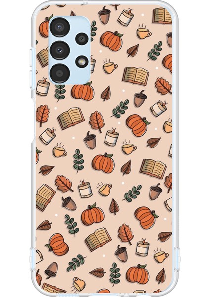 Samsung Galaxy A13 Uyumlu Sonbahar Balkabağı Baskılı Silikon Kılıf
