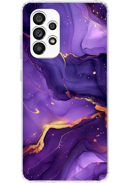 Samsung Galaxy A23 Uyumlu Ametist Taşı Mor Mermer Baskılı Silikon Kılıf