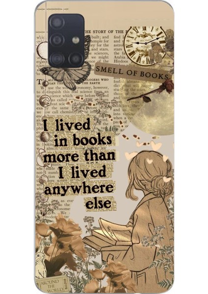 Samsung Galaxy A51 Uyumlu Kitap Okuyan Kadın Retro Baskılı Silikon Kılıf