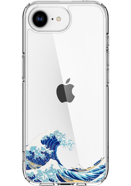 iPhone 16E Uyumlu Kanagawa Oki Nami Ura Dalgası Tasarımlı Baskılı Silikon Kılıf