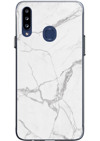 Samsung Galaxy A20S Uyumlu Gri Mermer Baskılı Silikon Kılıf
