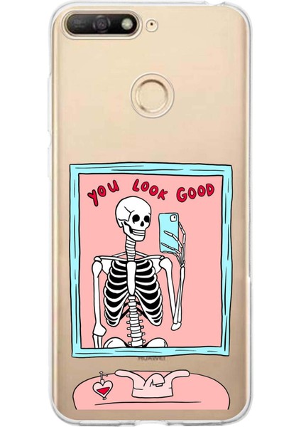Huawei Y6 2018 - Honor 7A Uyumlu You Look Good Iskelet Tasarımlı Baskılı Silikon Kılıf