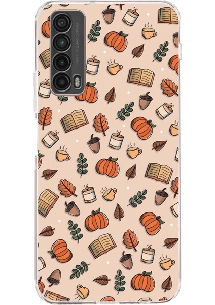 Huawei P Smart 2021 Uyumlu Sonbahar Balkabağı Baskılı Silikon Kılıf