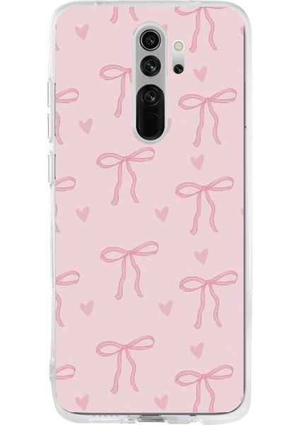 Redmi Note 8 Pro Uyumlu Pembe Kalpli Fiyonklar Baskılı Silikon Kılıf