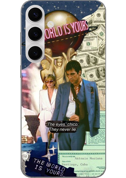 Galaxy S24 Fe Uyumlu Elvira Hancock & Tony Montana Tasarımlı Baskılı Silikon Kılıf