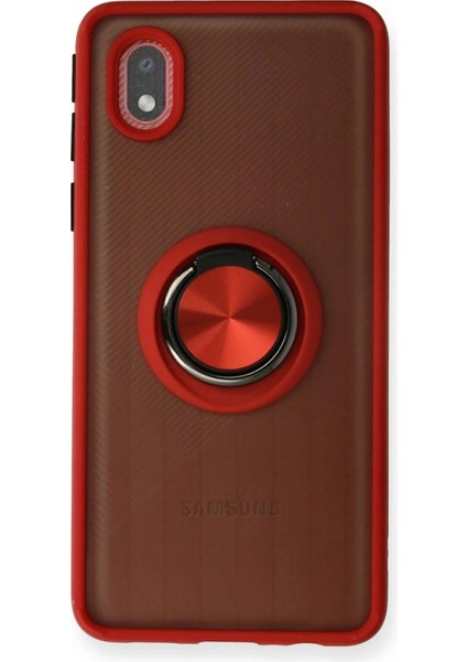 Samsung Galaxy A01 Core Kılıf Montreal Yüzüklü Silikon Kapak - Kırmızı