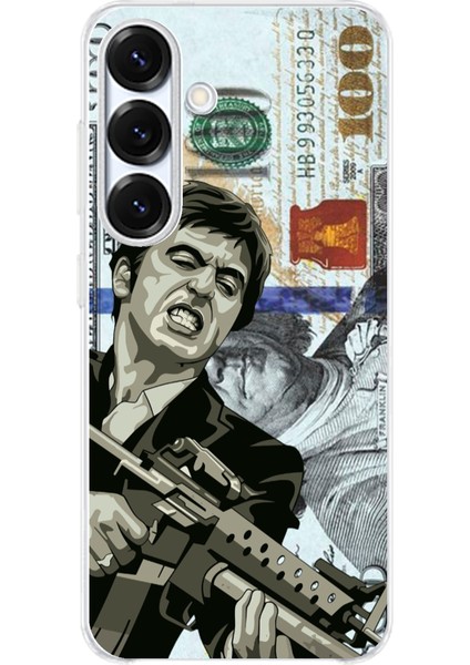 Samsung Galaxy S25 Uyumlu Scarface Dolar Tasarımlı Baskılı Silikon Kılıf