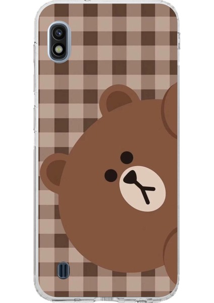 Samsung Galaxy J8 - A6 Plus Uyumlu Kahverengi Ayı Yan Tasarımlı Baskılı Silikon Kılıf