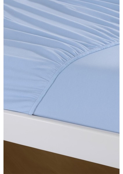 %100 Pamuklu Çi̇ft Ki̇şi̇li̇k Çarşaf Takimi-Açık Mavi