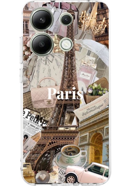 Redmi Note 13 4g Uyumlu Paris Kolaj Baskılı Silikon Kılıf