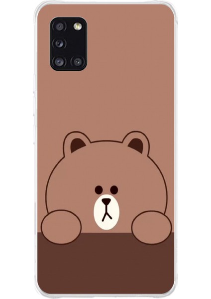 Samsung Galaxy A31 Uyumlu Kahverengi Ayı Tasarımlı Baskılı Silikon Kılıf