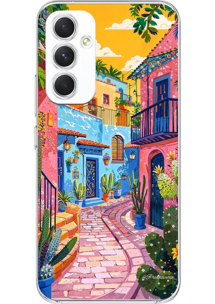 Samsung Galaxy A54 Uyumlu Renkli Sanat Sokak Silikon Kılıf