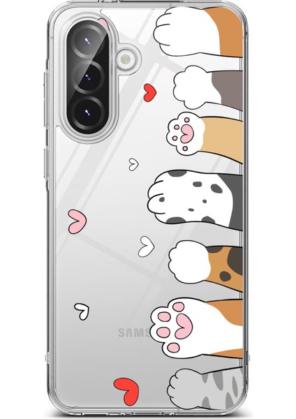 Samsung Galaxy A56 Uyumlu Sevimli Kedi Patiler Tasarımlı Baskılı Silikon Kılıf